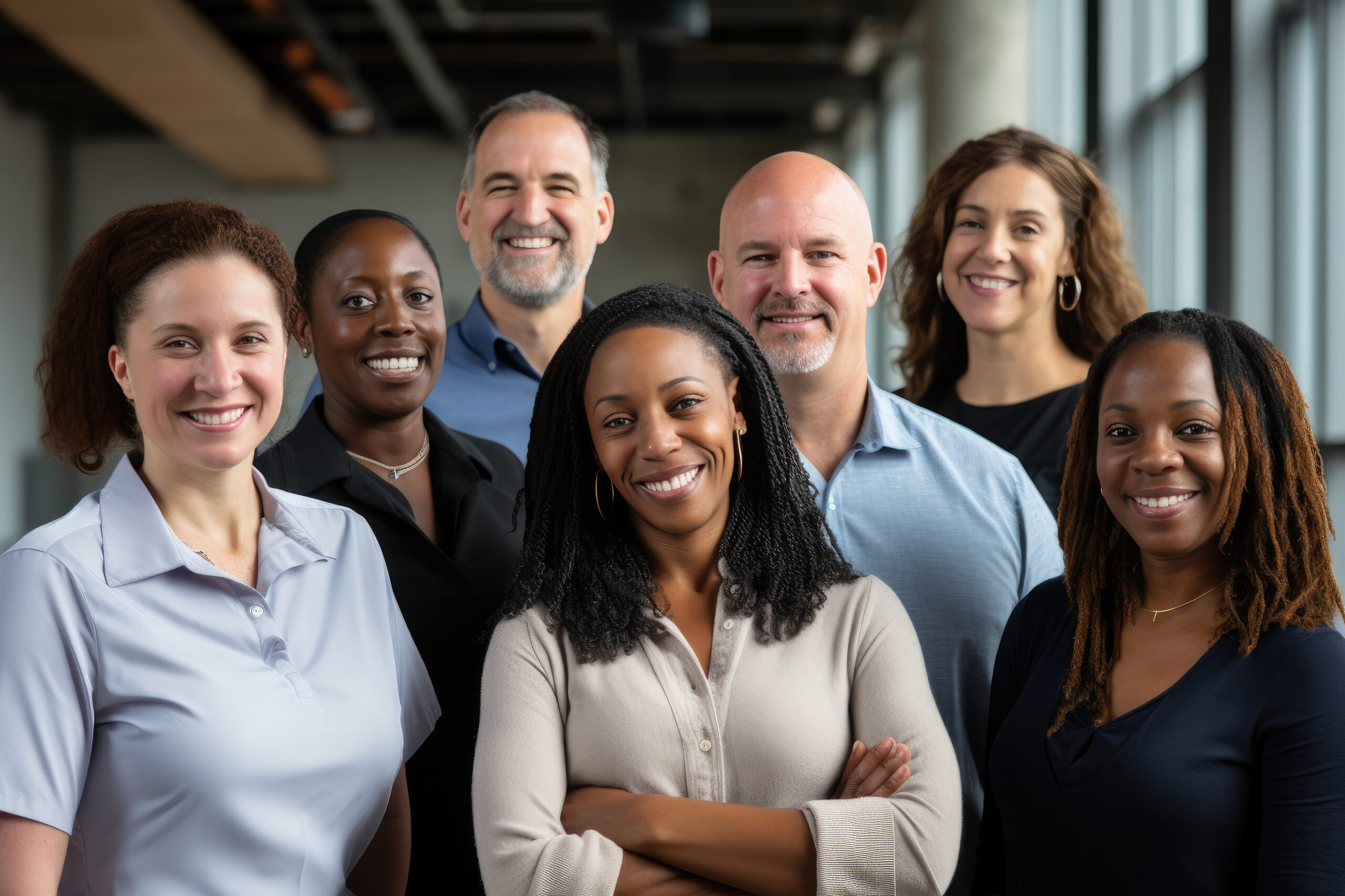 Smiling diverse group of professionals.